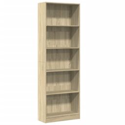Berkfield Home Bookcase Sonoma Oak 60x24x176 cm Engineered Wood in Brown - Size: 60 x 24 x 176 cm - thumbnail 2