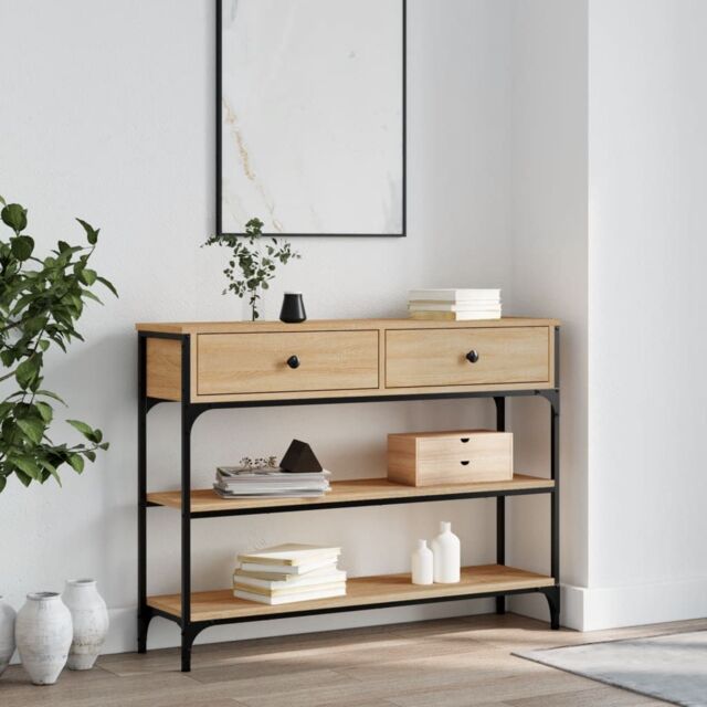 Berkfield Home Console Table Sonoma Oak 100x25x75 cm Engineered Wood in Brown - Size: 100 x 25 x 75 cm - image 1