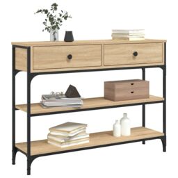 Berkfield Home Console Table Sonoma Oak 100x25x75 cm Engineered Wood in Brown - Size: 100 x 25 x 75 cm - thumbnail 3