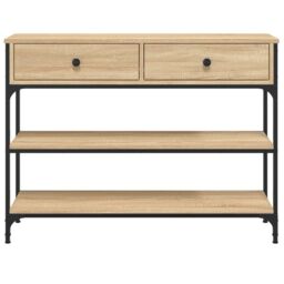 Berkfield Home Console Table Sonoma Oak 100x25x75 cm Engineered Wood in Brown - Size: 100 x 25 x 75 cm - thumbnail 6