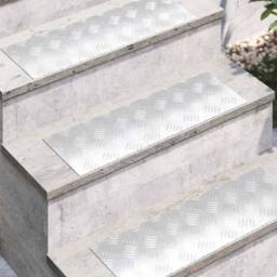 Berkfield Home Modern Aluminium Checker Plates 4 pcs Anti-Slip 60x20 cm in Silver - Size: Medium - thumbnail 1