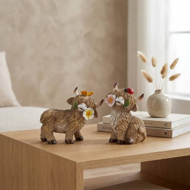 Garden Greatness Duo Highland Cow Floral Ornament Set - Size: 2 Pack - image 1