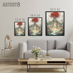 "Artery8 Alice in Rose Garden at Wonderland Framed Canvas Wall Art Print - Size: W12"" x H16""" - thumbnail 4