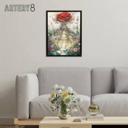 "Artery8 Alice in Rose Garden at Wonderland Framed Canvas Wall Art Print - Size: W12"" x H16""" - thumbnail 3