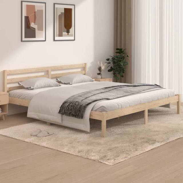 Berkfield Home Bed Frame Solid Wood Pine 180x200 cm Super King Size in Brown - image 1