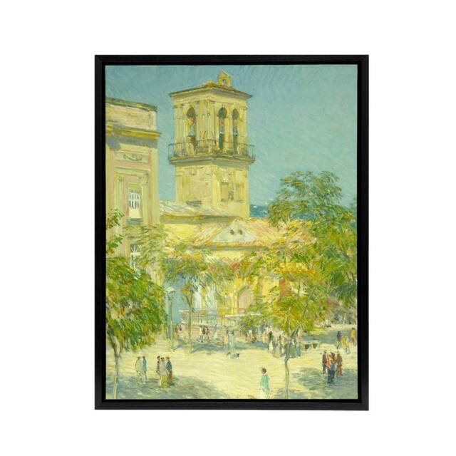 "Artery8 Street of the Great Captain Cityscape Hassam Framed Canvas Wall Art - Size: W18"" x H24""" - image 1