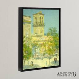 "Artery8 Street of the Great Captain Cityscape Hassam Framed Canvas Wall Art - Size: W18"" x H24""" - thumbnail 2