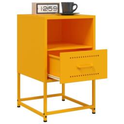 Berkfield Home Bedside Cabinets 2 pcs Mustard Yellow 36x39x60.5 cm Steel - thumbnail 4