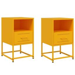 Berkfield Home Bedside Cabinets 2 pcs Mustard Yellow 36x39x60.5 cm Steel - thumbnail 1