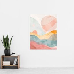 "Artery8 Abstract Yorkshire Dales Park Sunset Watercolour Wall Art Print - Size: W24"" x H32""" - thumbnail 4