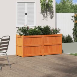 Berkfield Home Garden Planter Wax Brown 150x50x70 cm Solid Wood Pine - Size: 150 x 50 x 70 cm - thumbnail 3