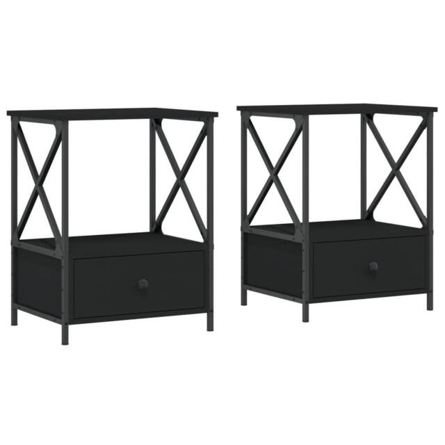 Berkfield Home Bedside Tables 2 pcs Black 50x41x65 cm Engineered Wood - Size: 50 x 41 x 65 cm - image 1