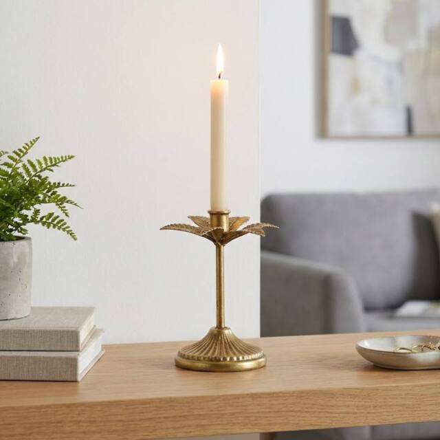 Garden Greatness Golden Flower Taper Candle Holder - Size: 1 Pack - image 1