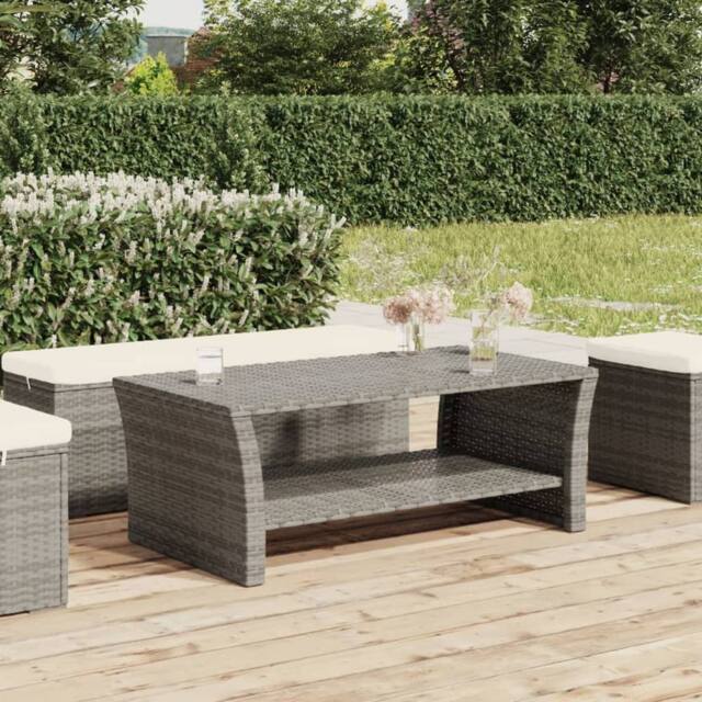 Berkfield Home Coffee Table Grey 100x50x40 cm Poly Rattan - Size: 100 x 50 x 40 cm - image 1