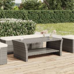 Berkfield Home Coffee Table Grey 100x50x40 cm Poly Rattan - Size: 100 x 50 x 40 cm