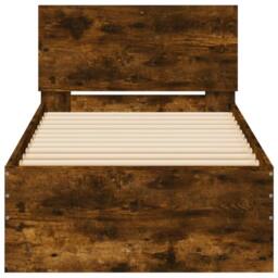 Berkfield Home Bed Frame Frame with Headboard Smoked Oak 75x190 cm Small Single in Brown - thumbnail 5