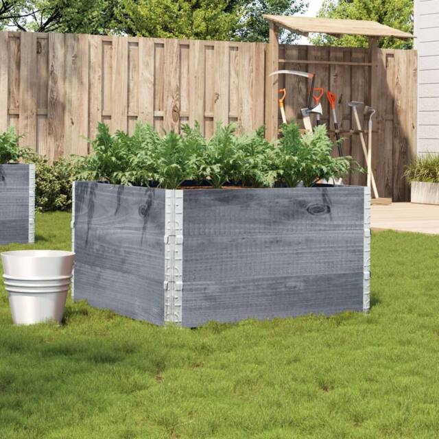 Berkfield Home Garden Planter Grey 100x100 cm Solid Wood Pine - image 1
