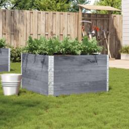 Berkfield Home Garden Planter Grey 100x100 cm Solid Wood Pine