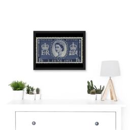 Artery8 Queen Elizabeth II of England Scotland United Kingdom Coronation Reproduction Stamp 1953 Artwork Framed Wall Art Print A4 in Black - thumbnail 2