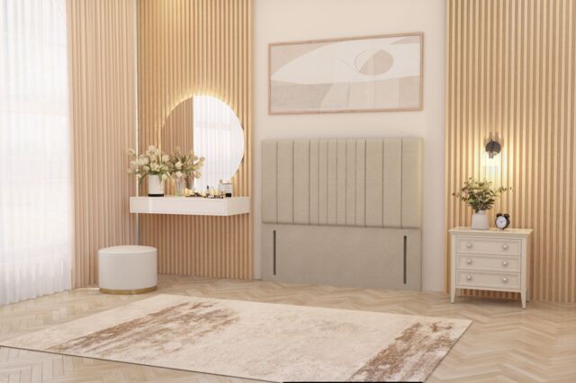 "Somnior Alexas 54"" Floor Standing Headboard Tweed Fabric in Natural - Size: King" - image 1
