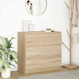 Berkfield Home Sideboard Sonoma Oak 80x35x76 cm Engineered Wood in Light Brown - Size: 80 x 35 x 76 cm - thumbnail 2