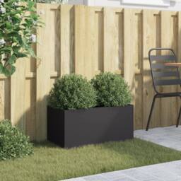 Berkfield Home Planter Black 62x30x29 cm Steel - Size: 62 x 30 x 29 cm
