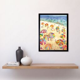 "Artery8 Wall Art Print Summer Beach Sunshine Folk Art Framed in Black - Size: W12"" x H16""" - thumbnail 2