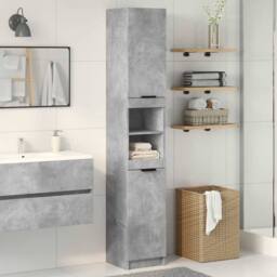 Berkfield Home Durable Bathroom Cabinet Concrete Grey 32x34x188.5 cm Engineered Wood - thumbnail 1