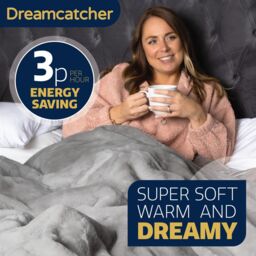 Dreamcatcher Electric Heated Blanket Throw Soft Fleece Faux Fur Polyester Washable Overblanket 9 Timer & Heat Settings 160 x 130cm - thumbnail 6