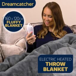 Dreamcatcher Electric Heated Blanket Throw Soft Fleece Faux Fur Polyester Washable Overblanket 9 Timer & Heat Settings 160 x 130cm - thumbnail 3