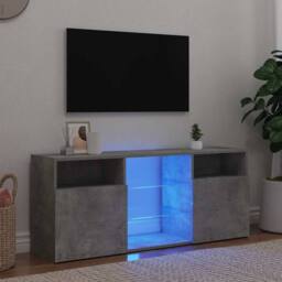 Berkfield Home TV Cabinet with LED Lights Concrete Grey 120x30x50 cm - Size: 120 x 30 x 50 cm - thumbnail 2