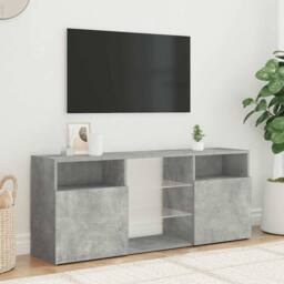 Berkfield Home TV Cabinet with LED Lights Concrete Grey 120x30x50 cm - Size: 120 x 30 x 50 cm - thumbnail 4