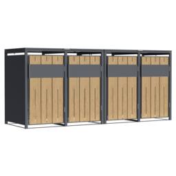 Phoenix Safe Company Phoenix Outdoor Quad Wheelie Bin Store for 4 x 240L Bins, Oak Effect Metal Storage GB4400AW in Brown - Size: 800mm