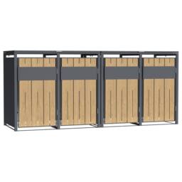Phoenix Safe Company Phoenix Outdoor Quad Wheelie Bin Store for 4 x 240L Bins, Oak Effect Metal Storage GB4400AW in Brown - Size: 800mm - thumbnail 9