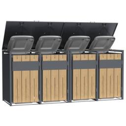 Phoenix Safe Company Phoenix Outdoor Quad Wheelie Bin Store for 4 x 240L Bins, Oak Effect Metal Storage GB4400AW in Brown - Size: 800mm - thumbnail 4