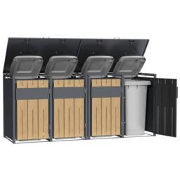 Phoenix Safe Company Phoenix Outdoor Quad Wheelie Bin Store for 4 x 240L Bins, Oak Effect Metal Storage GB4400AW in Brown - Size: 800mm - thumbnail 5