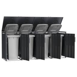 Phoenix Safe Company Phoenix Outdoor Quad Wheelie Bin Store for 4 x 240L Bins, Oak Effect Metal Storage GB4400AW in Brown - Size: 800mm - thumbnail 6