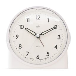 Acctim Arlo Non-Ticking Sweep Luminous Tipped Hands Analogue Backlight Alarm Clock in Off-White - thumbnail 1