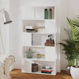 Berkfield Home Book Cabinet Room Divider White 80x24x155 cm Engineered Wood - Size: 80 x 24 x 155 cm - thumbnail 6