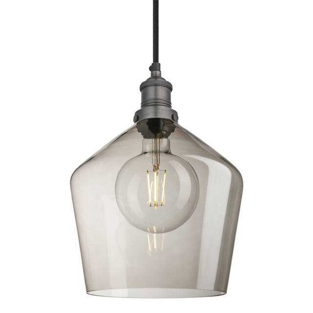 Industville Brooklyn Smoked Glass Schoolhouse Pendant Light - 10 Inch - Mocha in Grey - Size: 10 inches - image 1