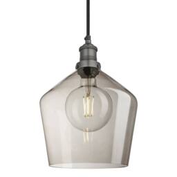 Industville Brooklyn Smoked Glass Schoolhouse Pendant Light - 10 Inch - Mocha in Grey - Size: 10 inches - thumbnail 1
