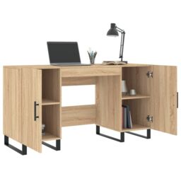 Berkfield Home Desk Sonoma Oak 140x50x75 cm Engineered Wood in Brown - Size: 140 x 50 x 75 cm - thumbnail 4