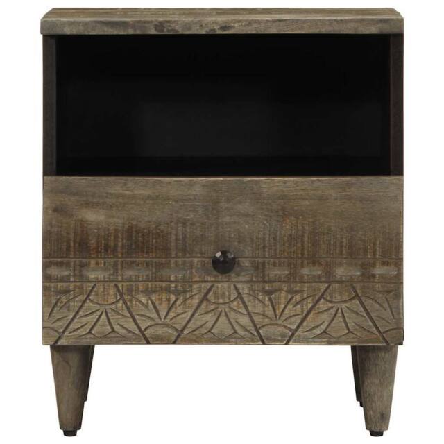Berkfield Home Bedside Cabinet Light Grey 40x33x46 cm Solid Wood Mango - Size: 40 x 33 x 46 cm - image 1