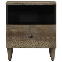 Berkfield Home Bedside Cabinet Light Grey 40x33x46 cm Solid Wood Mango - Size: 40 x 33 x 46 cm - thumbnail 1