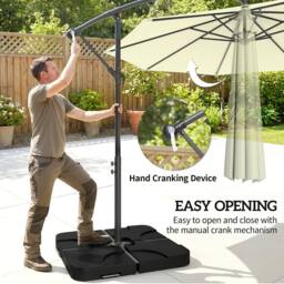 OUTSUNNY 3(m) Banana Parasol Cantilever Umbrella Garden w/ Base Weights in Beige - Size: 3m - thumbnail 4
