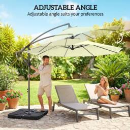 OUTSUNNY 3(m) Banana Parasol Cantilever Umbrella Garden w/ Base Weights in Beige - Size: 3m - thumbnail 5