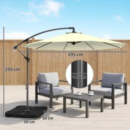 OUTSUNNY 3(m) Banana Parasol Cantilever Umbrella Garden w/ Base Weights in Beige - Size: 3m - thumbnail 3