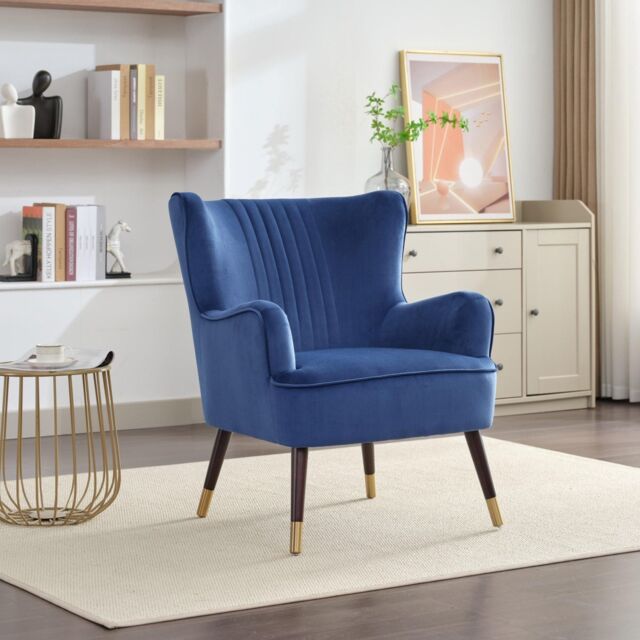 Artemis Home Madison Velvet Fabric Accent Chair in Dark Blue - image 1