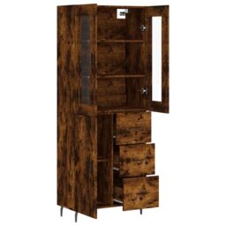 Berkfield Home Highboard Smoked Oak 69.5x34x180 cm Engineered Wood in Brown - thumbnail 4