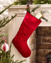 Dibor Set of 4 Harrington Quilted Red Velvet Xmas Gift Christmas Stocking - Size: 4 Pack
